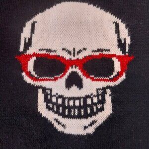 Mortar & Bone Skull Throw Blanket Black White Red Metallic 64" x 52" Reversible